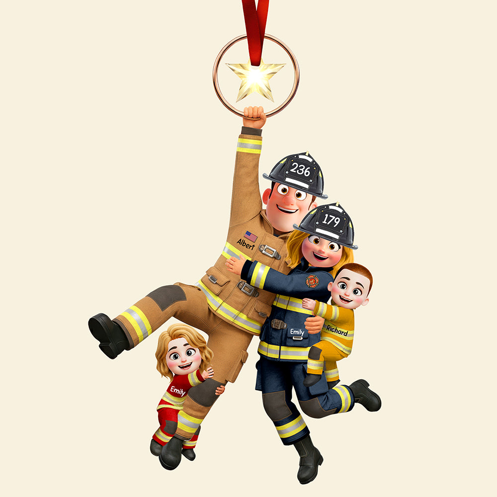 Fun Hanging Firefighter Family Ornament, Personalized Gifts For Family 04qhqn061025