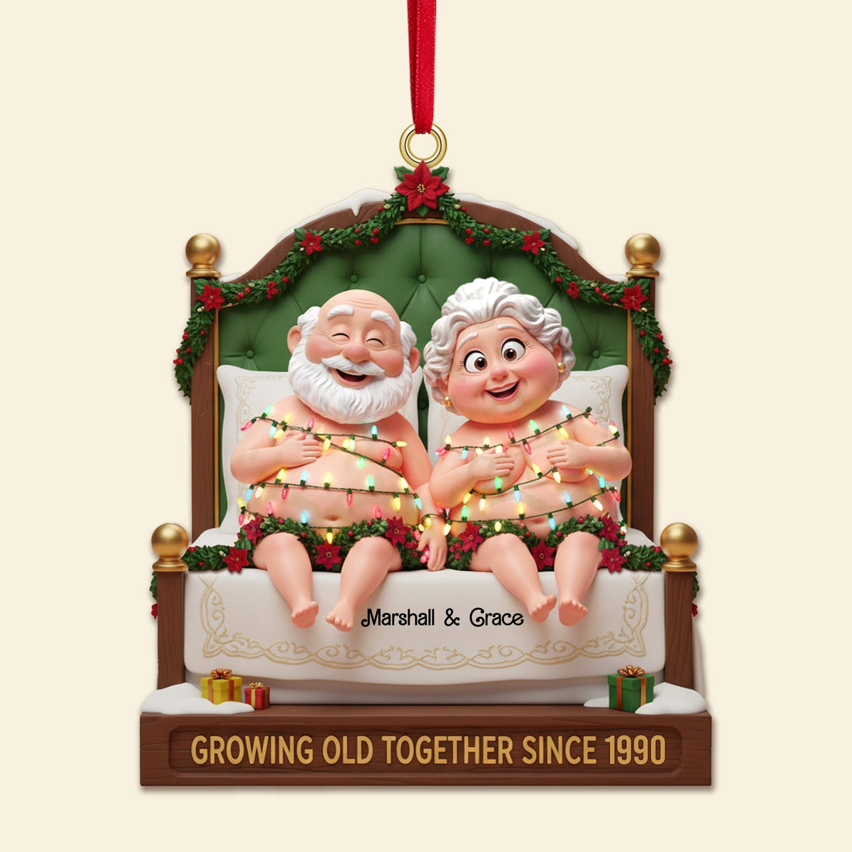 Personalized Gifts For Christmas, Lovely Old Couple Acrylic Ornament 01ohmg270925
