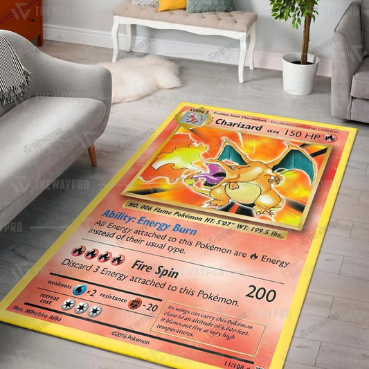 Anime Pkm Charizard Evolutions Custom Rug / Small/(36X60)