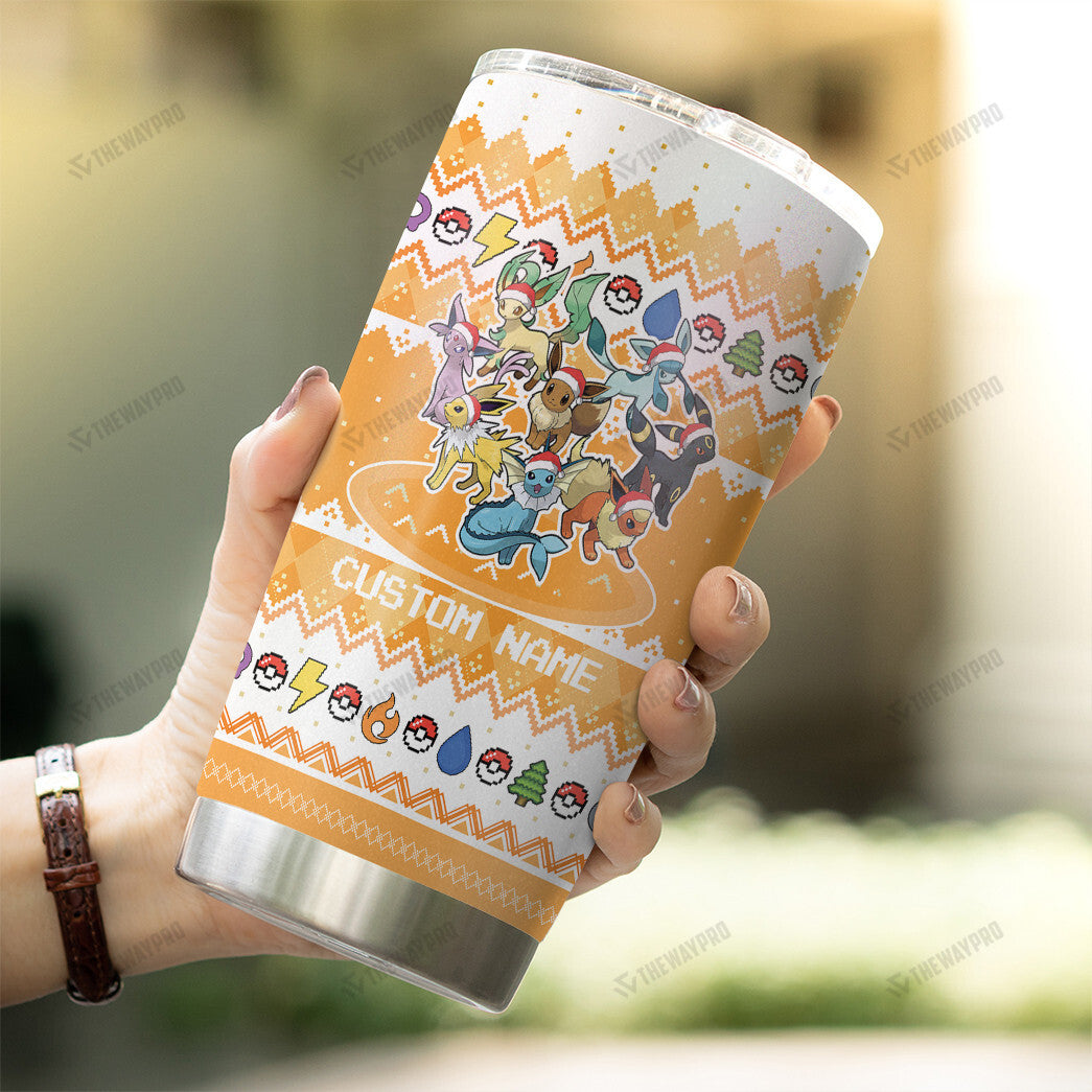 Eevee Evolution Custom Name Christmas Tumbler