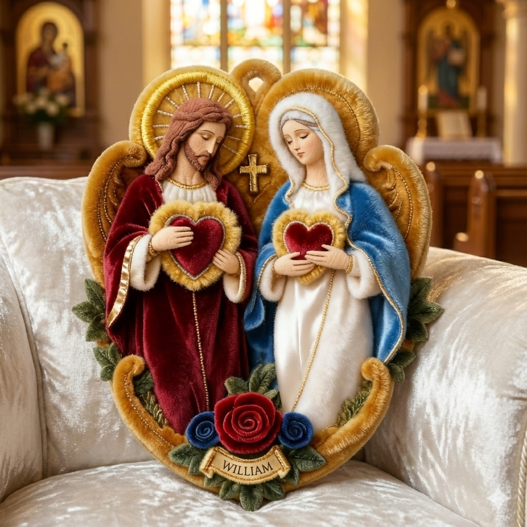 Sacred Hearts Christian Pillow - Personalized Gifts For Christian Family 02TGLU191225