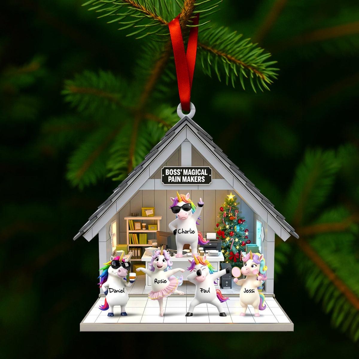 Unicorn Workday Chaos Ornament - Personalized Gifts For Officers 02OHLU151125