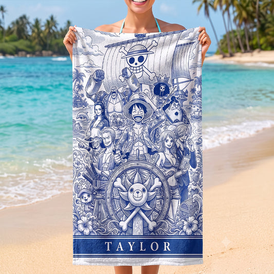 Voyage Toile De Jouy Beach Towel, Personalized Gifts For Animation Lovers 01qhtn200726