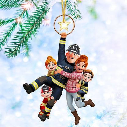 Fun Hanging Firefighter Family Ornament, Personalized Gifts For Family 04qhqn061025