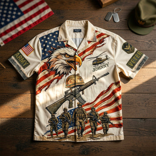 Veteran Pride Patriotic Hawaiian Shirt - Personalized Gifts For Veteran 01PADH070426