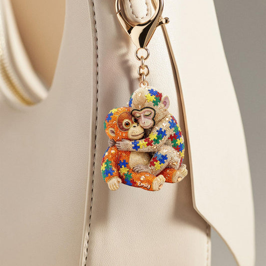 Autism Monkey Punch Keychain - Personalized Gift For Autism Mom 05naqn140326