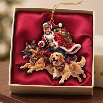 Custom Photo Joyful Santa With Dogs, Personalized Gifts For Dog Lovers 01qhlu080926