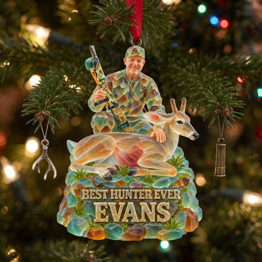 Best Hunter Ever Acrylic Ornament - Custom Photo Christmas Gifts For Hunters 03ohlu090926