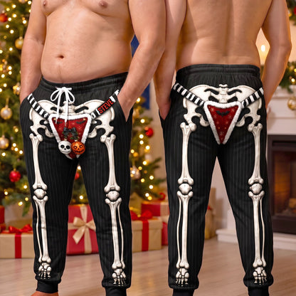 Funny Skeleton Holiday Sweatpants- Personalized Gifts 04TYDH290826