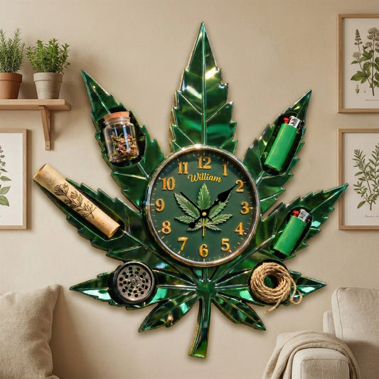 Weed Leaf Hanging Wall Clock - Personalized Gifts For Stoners 02tgmg291225