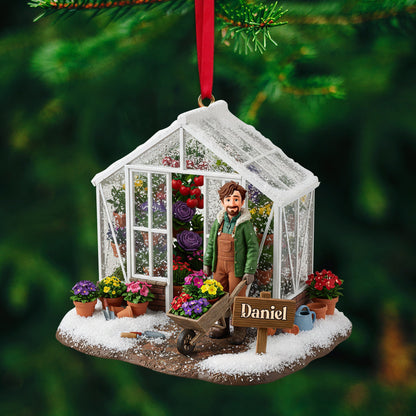 Festive Greenhouse Acrylic Ornament - Personalized Christmas Gift For Gardeners 01HULU240925