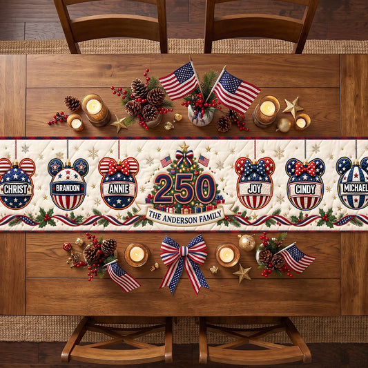 Christmas Family Bubble Quilted Table Runner - Personalized Gifts For Family 05nadh260826