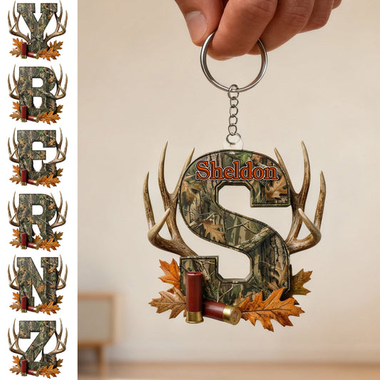 Alphabet Initial Letter Acrylic Keychain Personalized Gifts For Hunting Lovers 01humg230126