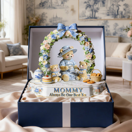 Bear Mom Toile de Jouy Acrylic Plaque - Personalized Gifts For Mother's Day Plaque 02PGMG180326