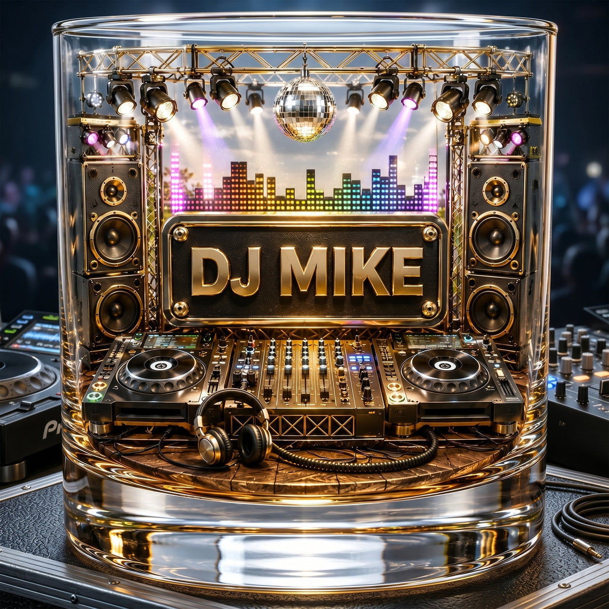 Party Beats Round Glass Personalized Gifts For Music Lovers 02NALU090626
