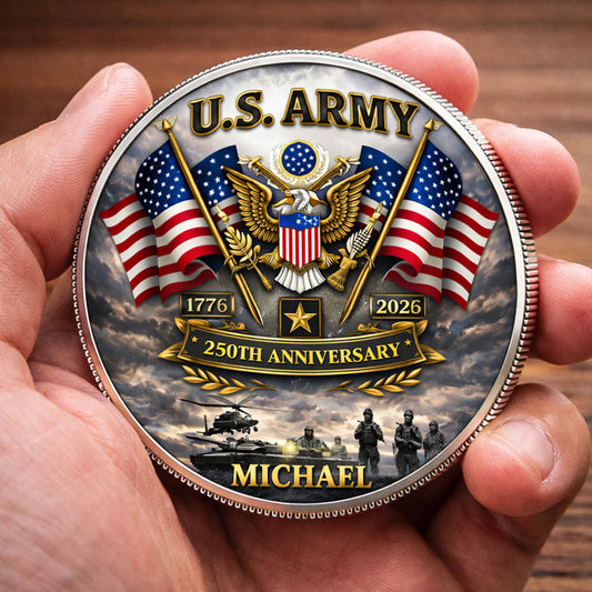 USA 250th Anniversary U.S. Army - Custom Name Printed Commemorative Coin