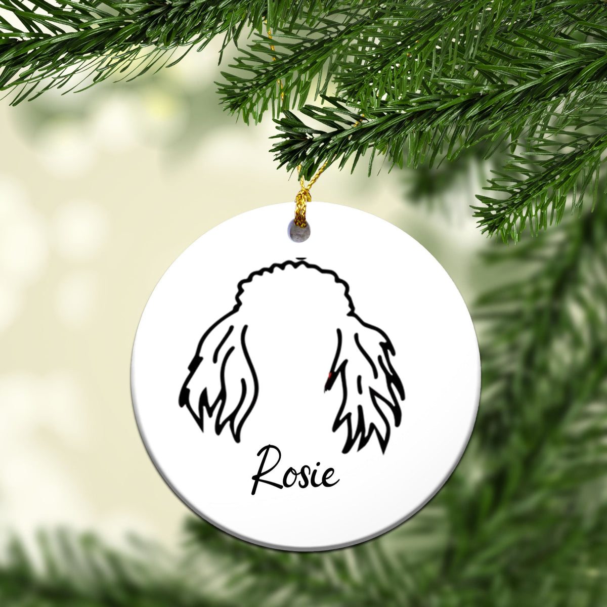 Personalized Dog Ear Custom Ceramic Ornament