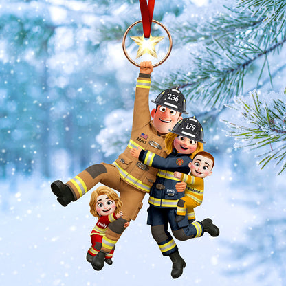 Fun Hanging Firefighter Family Ornament, Personalized Gifts For Family 04qhqn061025