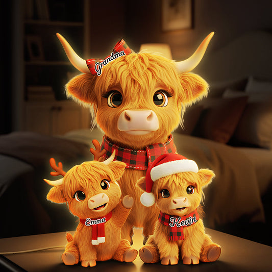 Adorable Highland Cows Acrylic Light Box - Personalized Gifts For Grandma 03NATA071125