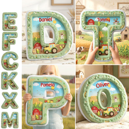 Farm Tractor Initial Letter Custom Shaped Pillow - Personalized Gifts For Kids 05kimg111225