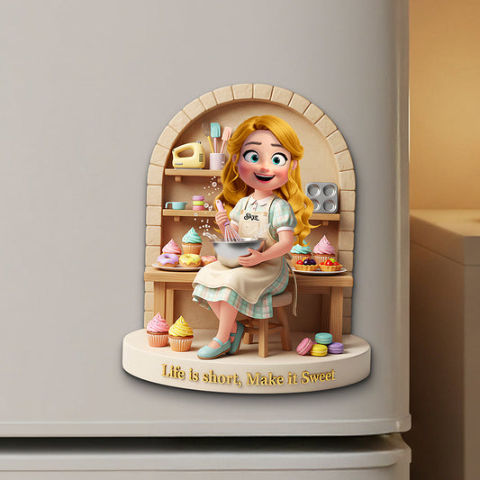 Sweet Baking Girl Fridge Magnet - Personalized Gift For Bakers 01PGTA061225