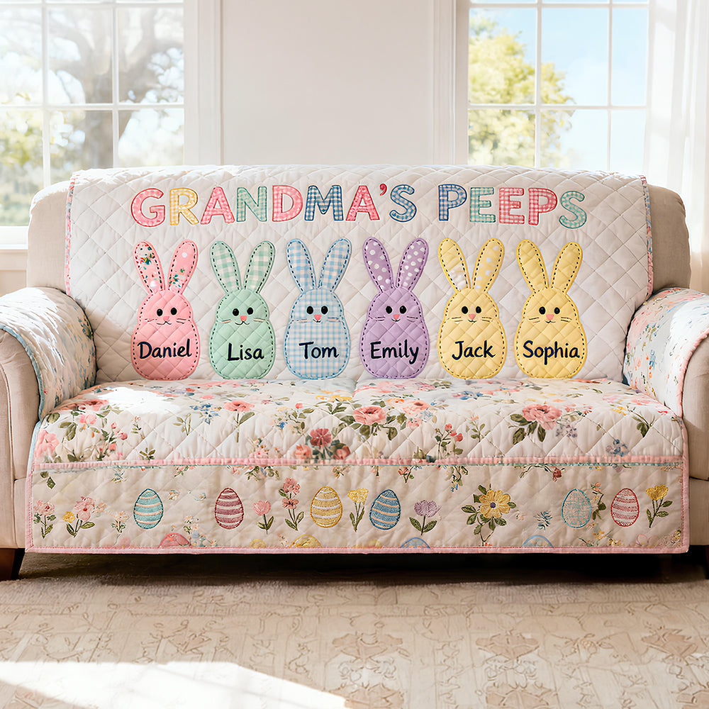 Happy Bunny Kids Quilted Sofa Cover - Personalized Easter Day Gifts 04HUDT110226