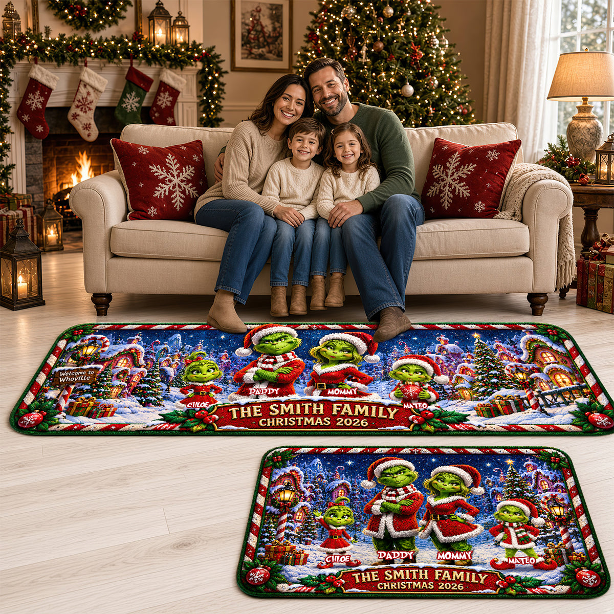 Festive Family Christmas Runner Rug - Personalized Gifts For Family 02tydt050926