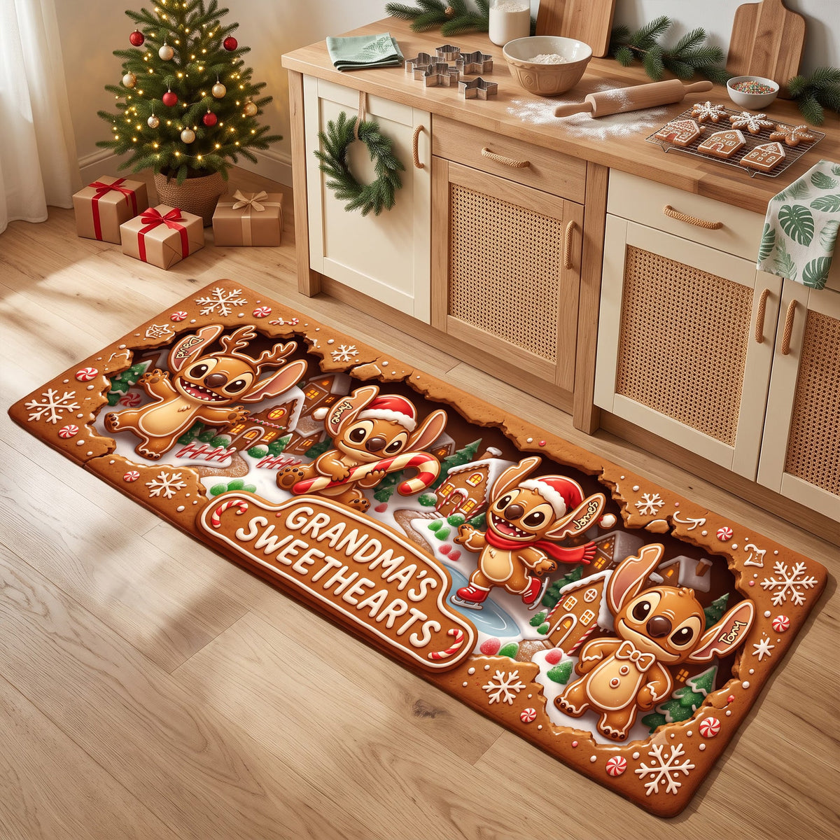 Lovely Gingerbread Sweetheart Runner Rug - Personalized Gifts For Family 01palu220826