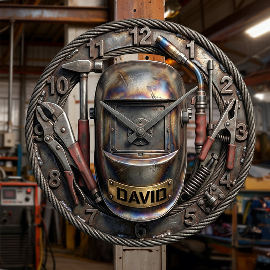Welder Wall Clock - Personalized Gifts For Welder 1 Layer Acrylic Hanging Wall Clock 02KILU140126
