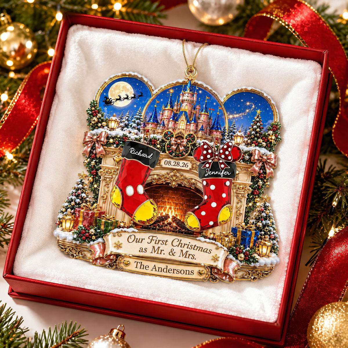 Newly Married Couple Christmas Ornament - Personalized  Gifts For Couple 03naqn030926