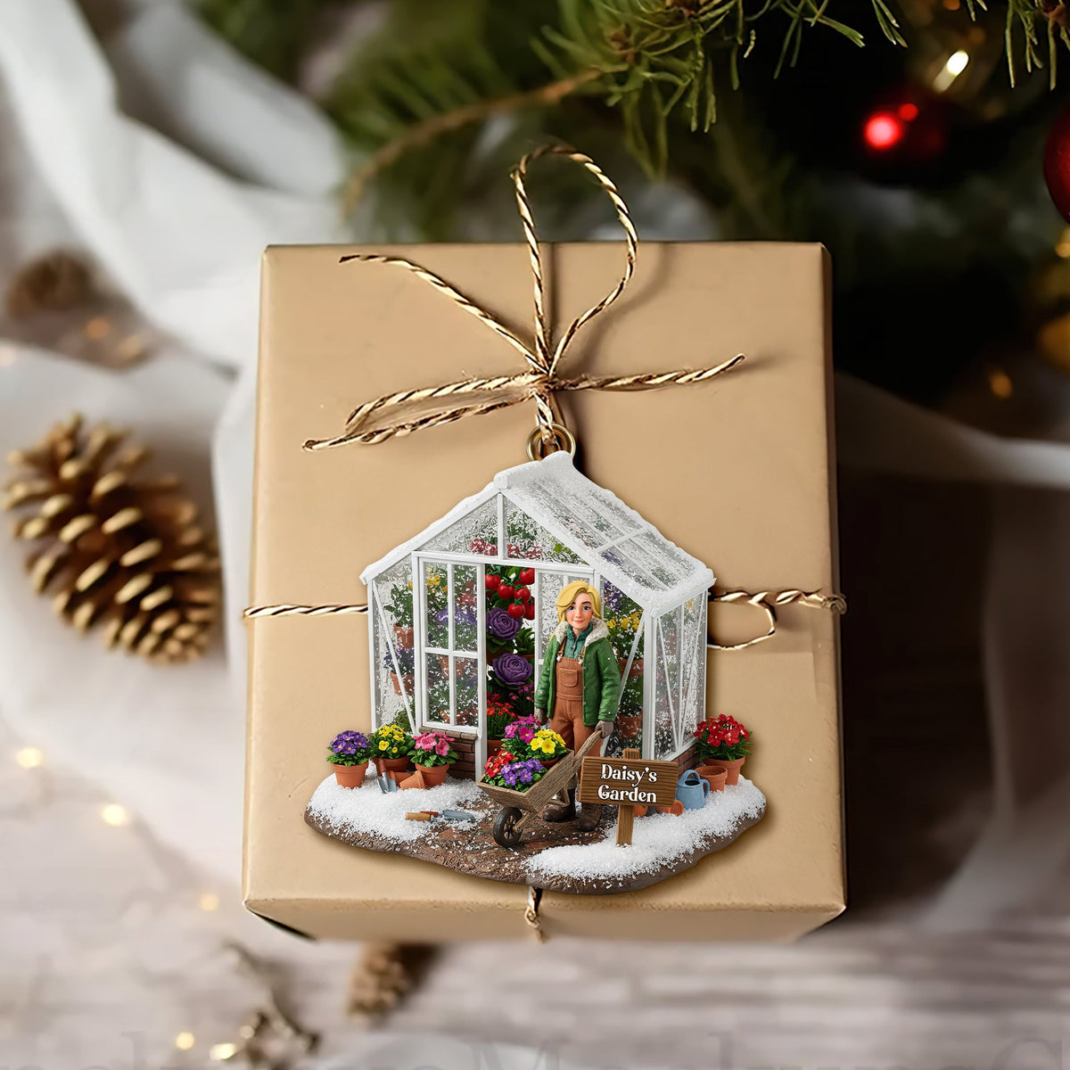 Festive Greenhouse Acrylic Ornament - Personalized Christmas Gift For Gardeners 01HULU240925