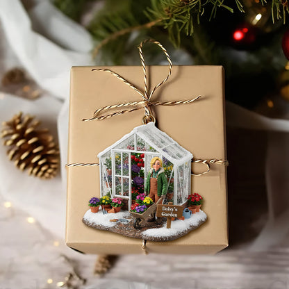 Festive Greenhouse Acrylic Ornament - Personalized Christmas Gift For Gardeners 01HULU240925