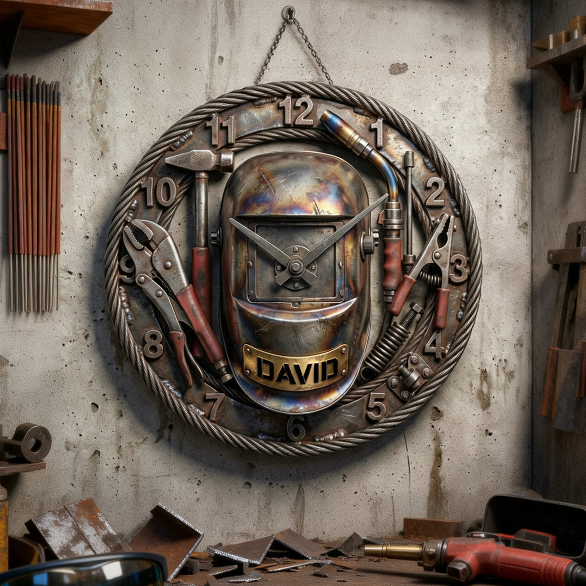 Welder Wall Clock - Personalized Gifts For Welder 1 Layer Acrylic Hanging Wall Clock 02KILU140126