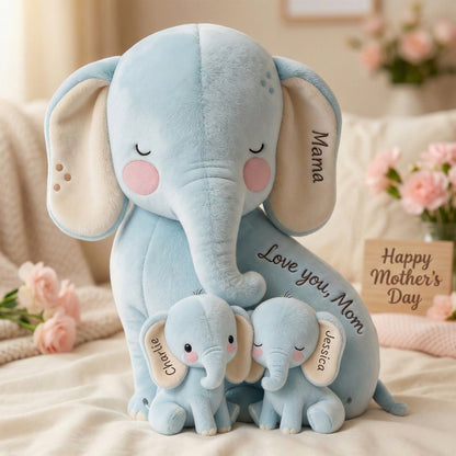 Snuggle Elephant Mom Custom Shape Pillow - Personalized Gifts For Mom 04qhlu240226