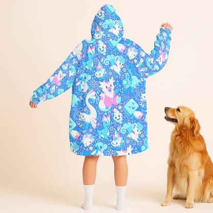Anime PKM Ice Seamless Pattern Custom Blanket Hoodie