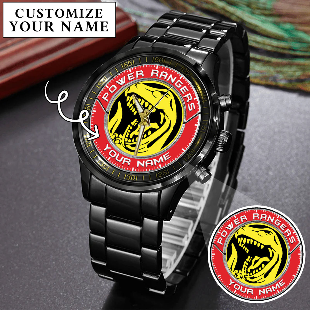 Mighty Morphin Power Rangers Tyrannosaurus Custom Name Watch