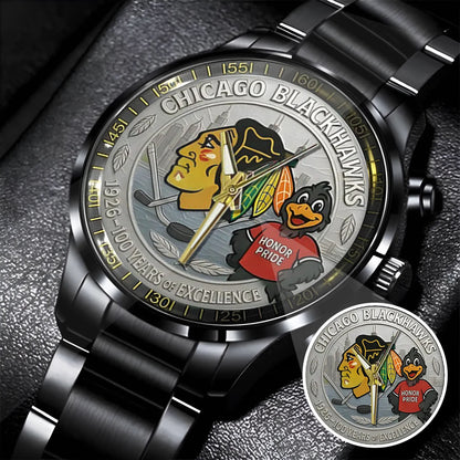 Chicago Blackhawks 100th Anniversary 2026 Stainless Steel Watch