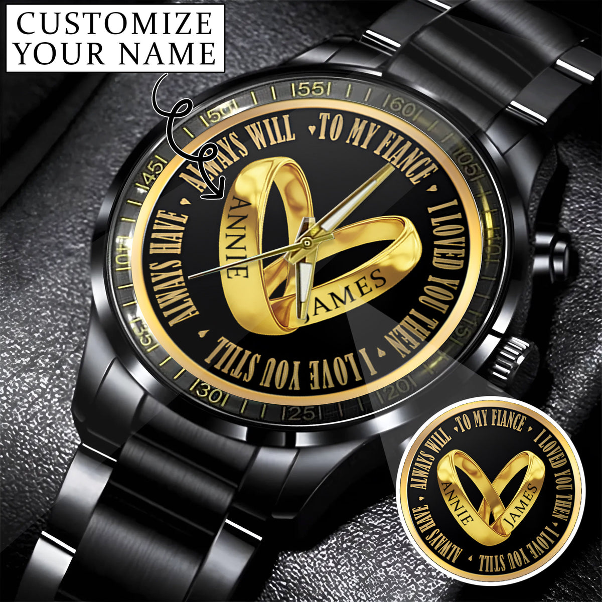 Custom Name Couple Watch – Personalized His & Hers Watch Set – Romantic Gift for Valentine’s Day, Anniversary & Birthday
