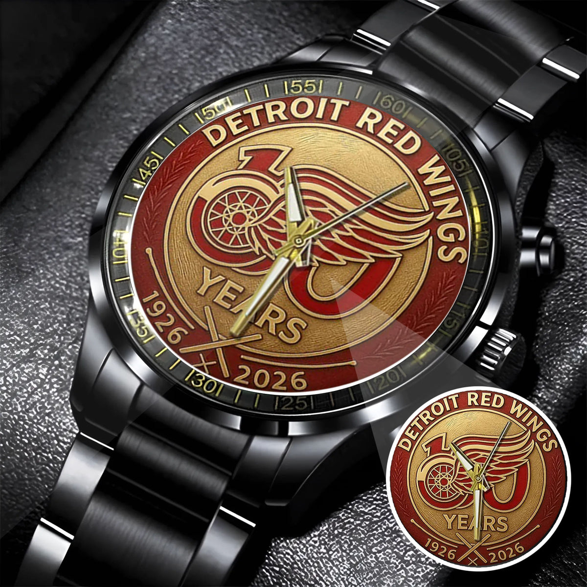 Detroit Red Wings 100th Anniversary 2026 Stainless Steel Watch
