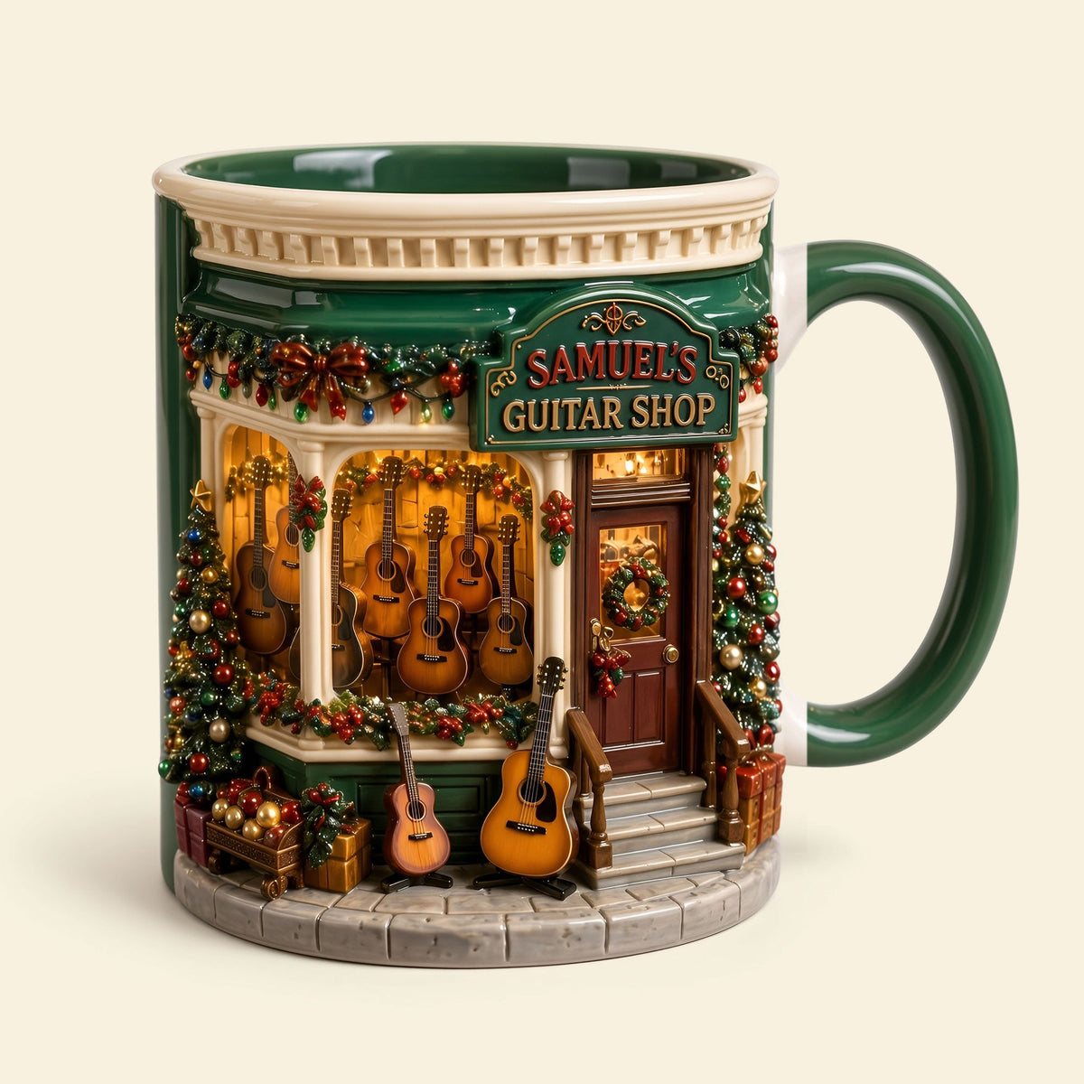 Festive Guitar Shop Accent Mug, Personalized Gifts For Guitar Lovers 05qhti190826
