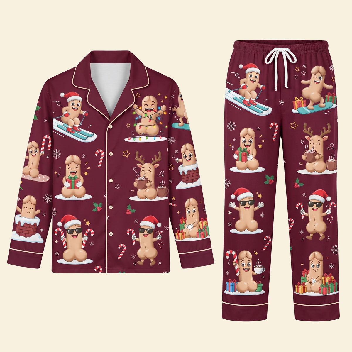 Funny Christmas Pajama Set - Personalized Button Up Pajama Set 01TYTI050926