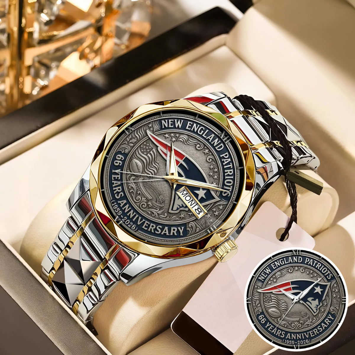 New England Patriots 65th Anniversary Stainless Steel Watch