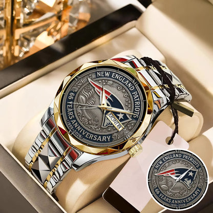 New England Patriots 65th Anniversary Stainless Steel Watch