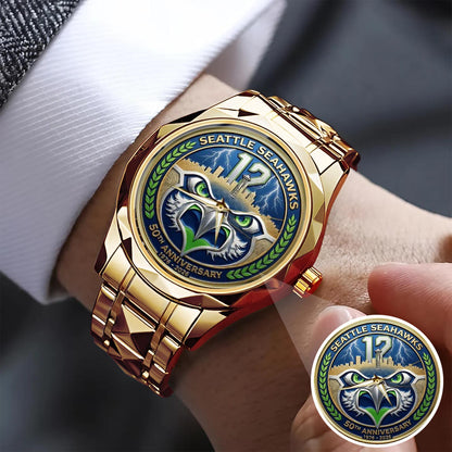 Seattle Seahawks 50th Anniversary Stainless Steel Watch