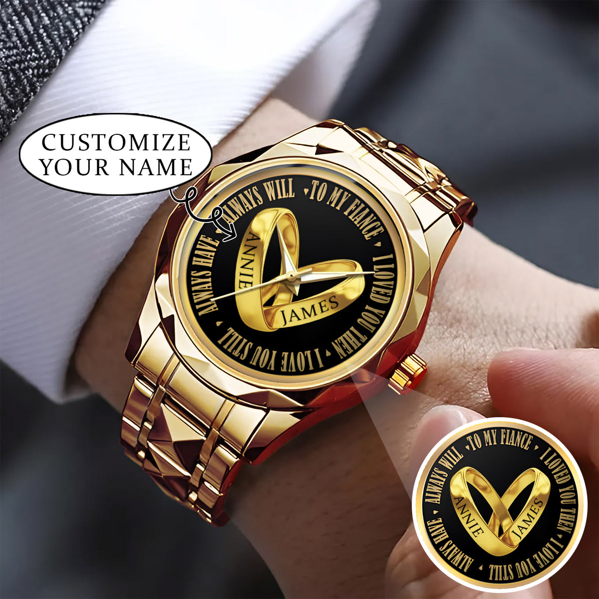 Custom Name Couple Watch – Personalized His & Hers Watch Set – Romantic Gift for Valentine’s Day, Anniversary & Birthday