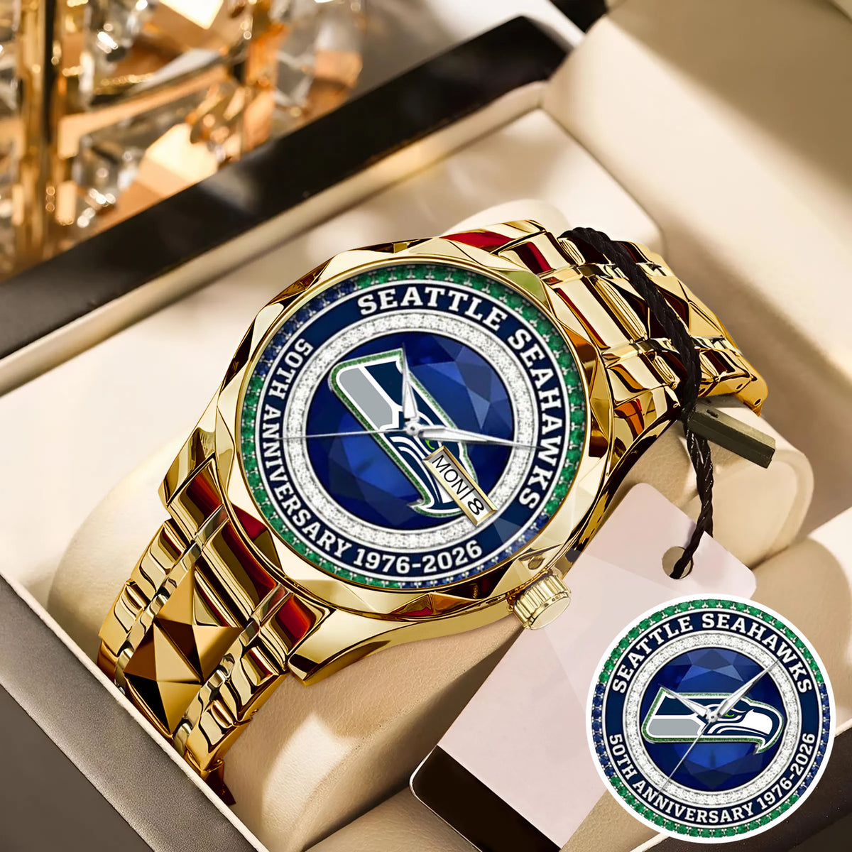 Seattle Seahawks 50th Anniversary Stainless Steel Watch
