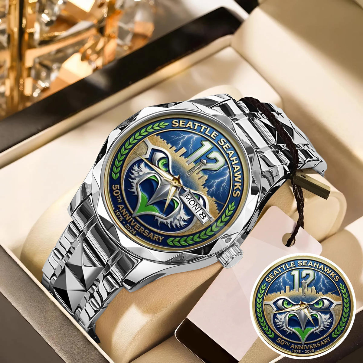 Seattle Seahawks 50th Anniversary Stainless Steel Watch