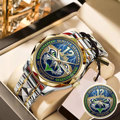 Seattle Seahawks 50th Anniversary Stainless Steel Watch