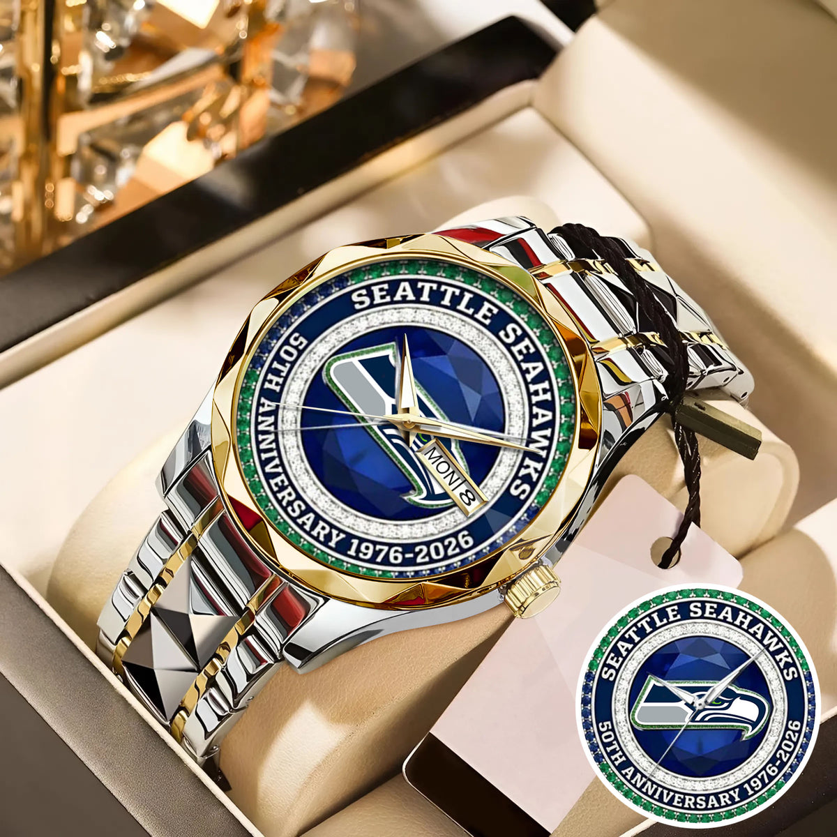 Seattle Seahawks 50th Anniversary Stainless Steel Watch