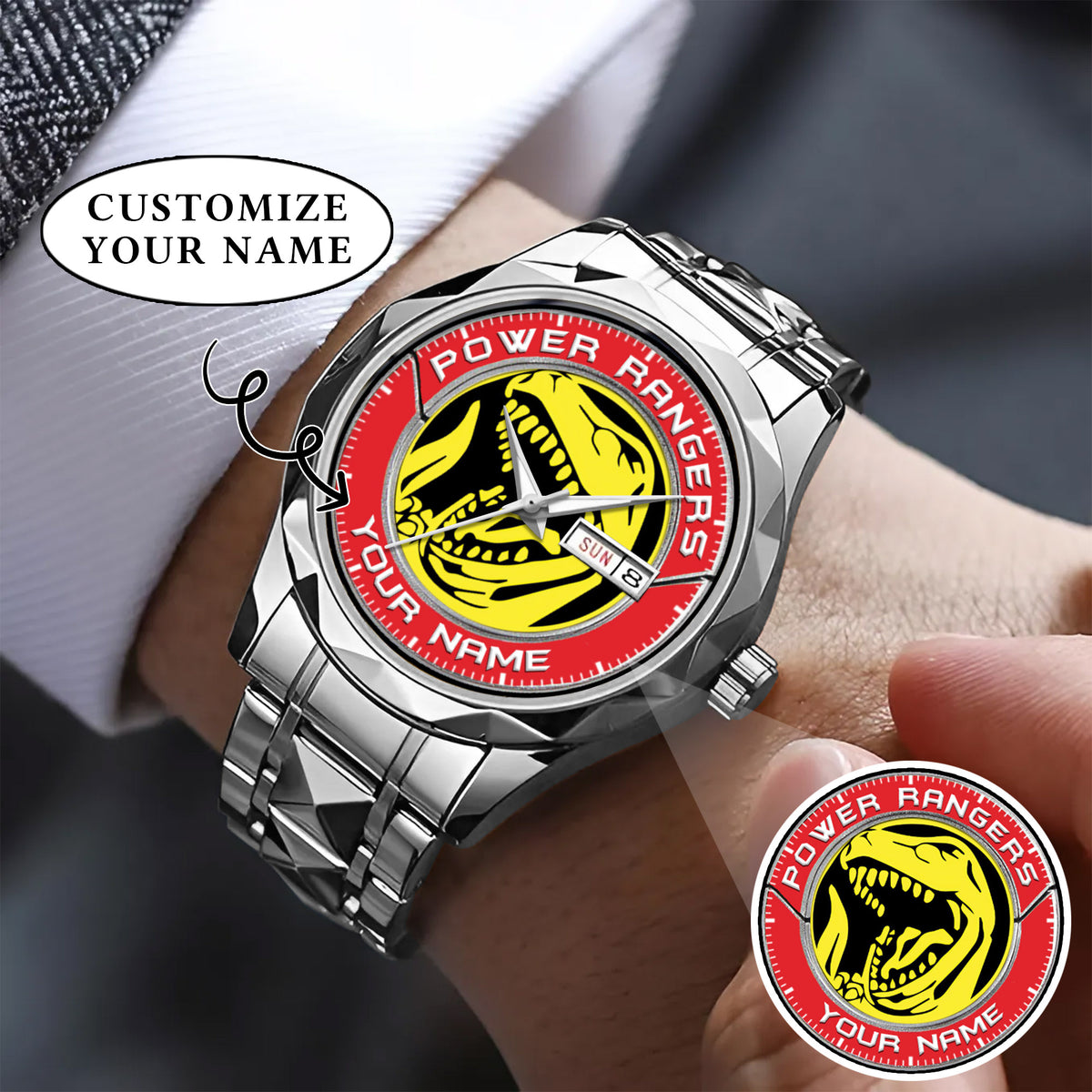 Mighty Morphin Power Rangers Tyrannosaurus Custom Name Watch